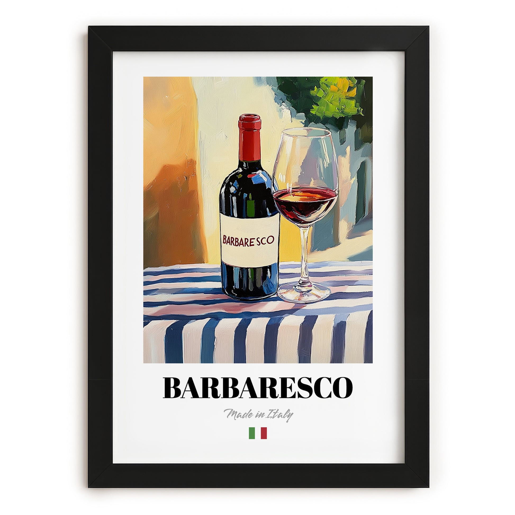 Barbaresco – Italian Red Wine, Wine Bar Poster, in sleek black frame