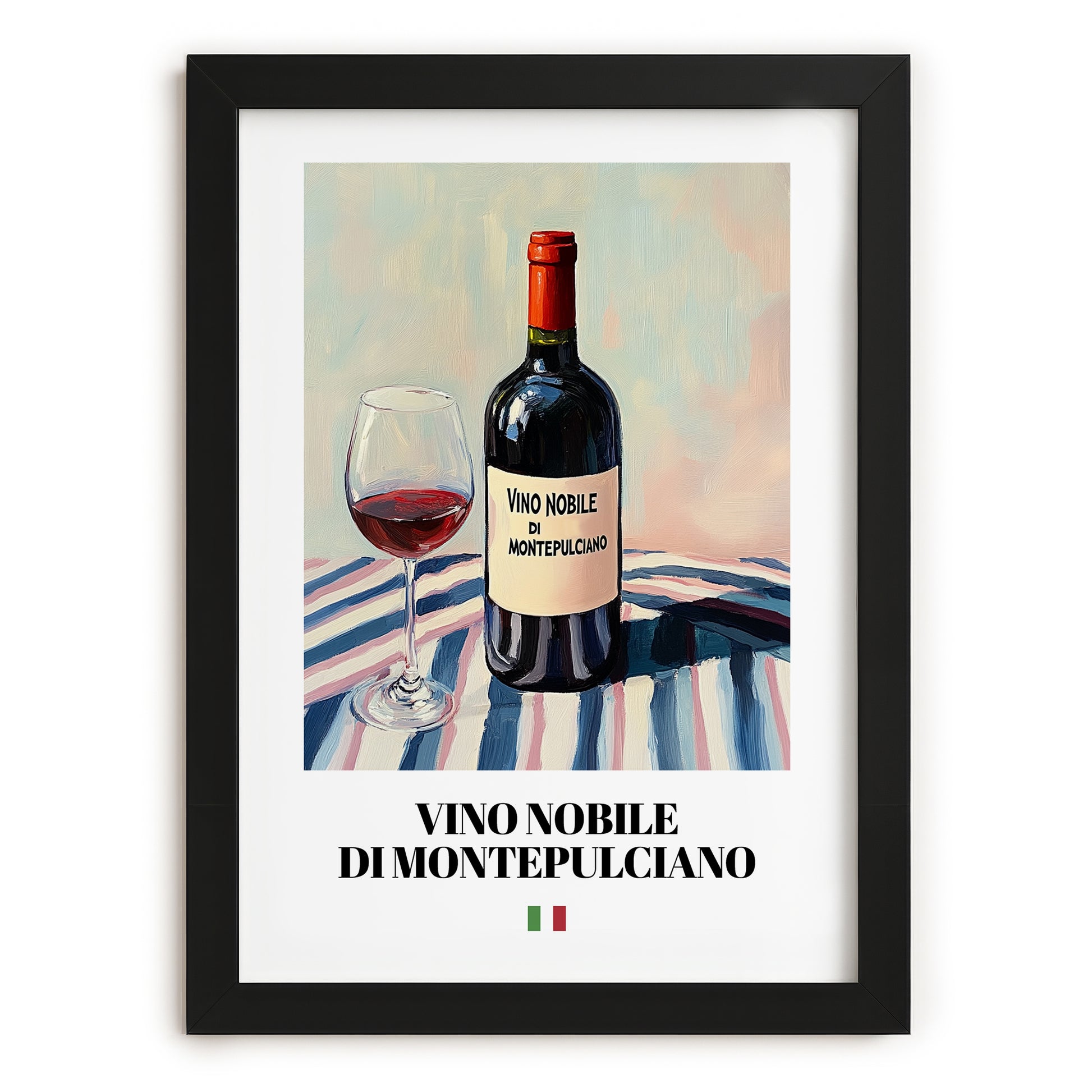 Vino Nobile di Montepulciano – Italian Red Wine, Tasting Room Wall Art, in sleek black frame