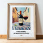 Vino Nobile di Montepulciano – Italian Red Wine, Vinoteca Print, in wooden frame leaning on the floor
