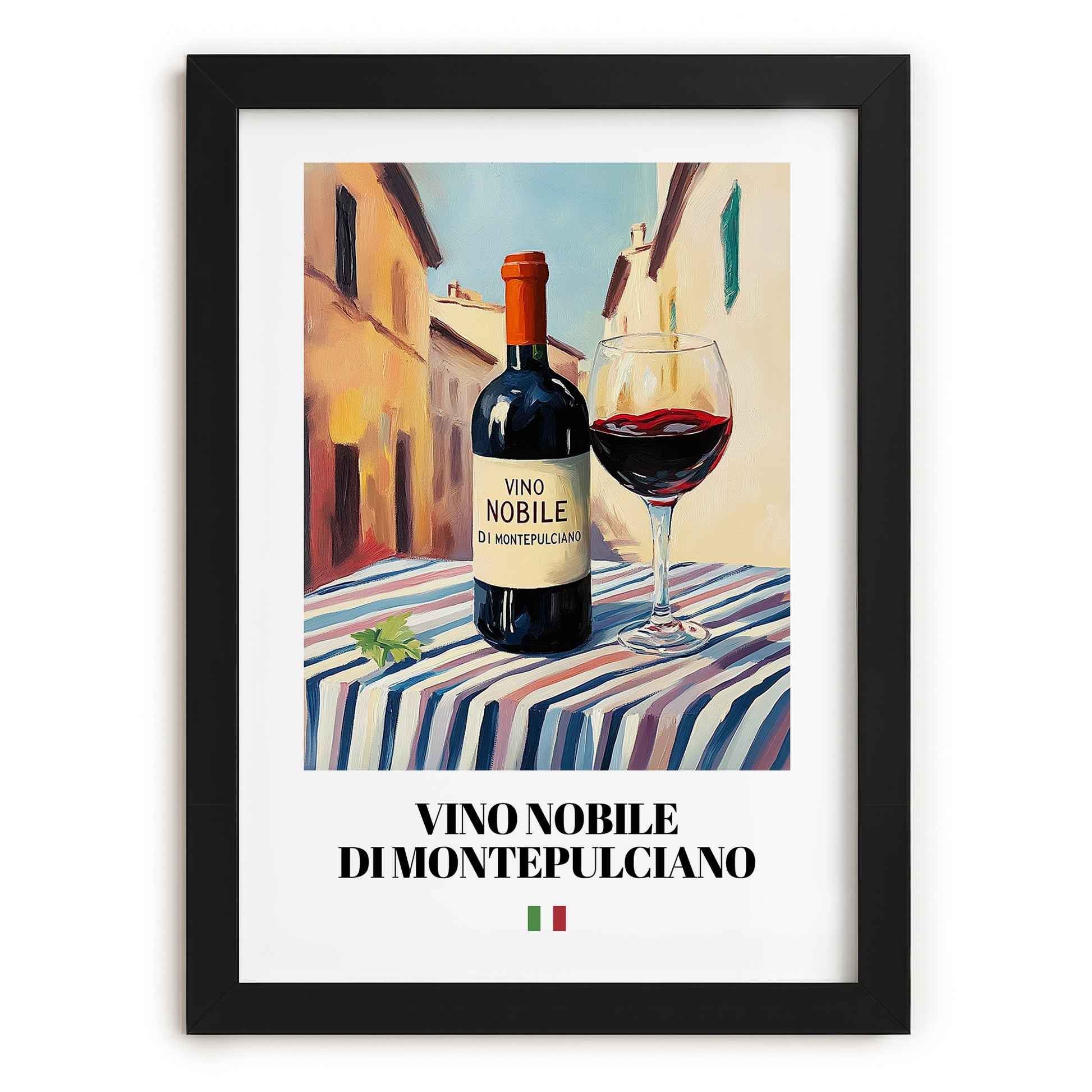 Vino Nobile di Montepulciano – Italian Red Wine, Vinoteca Print, in sleek black frame