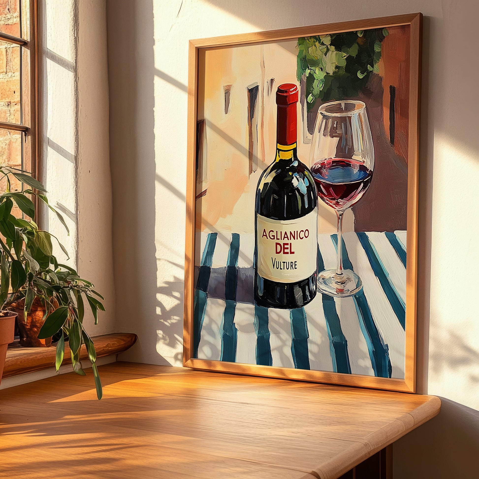 Aglianico del Vulture – Italian Red Wine, Vineyard Terrace Poster, clean layout with no caption