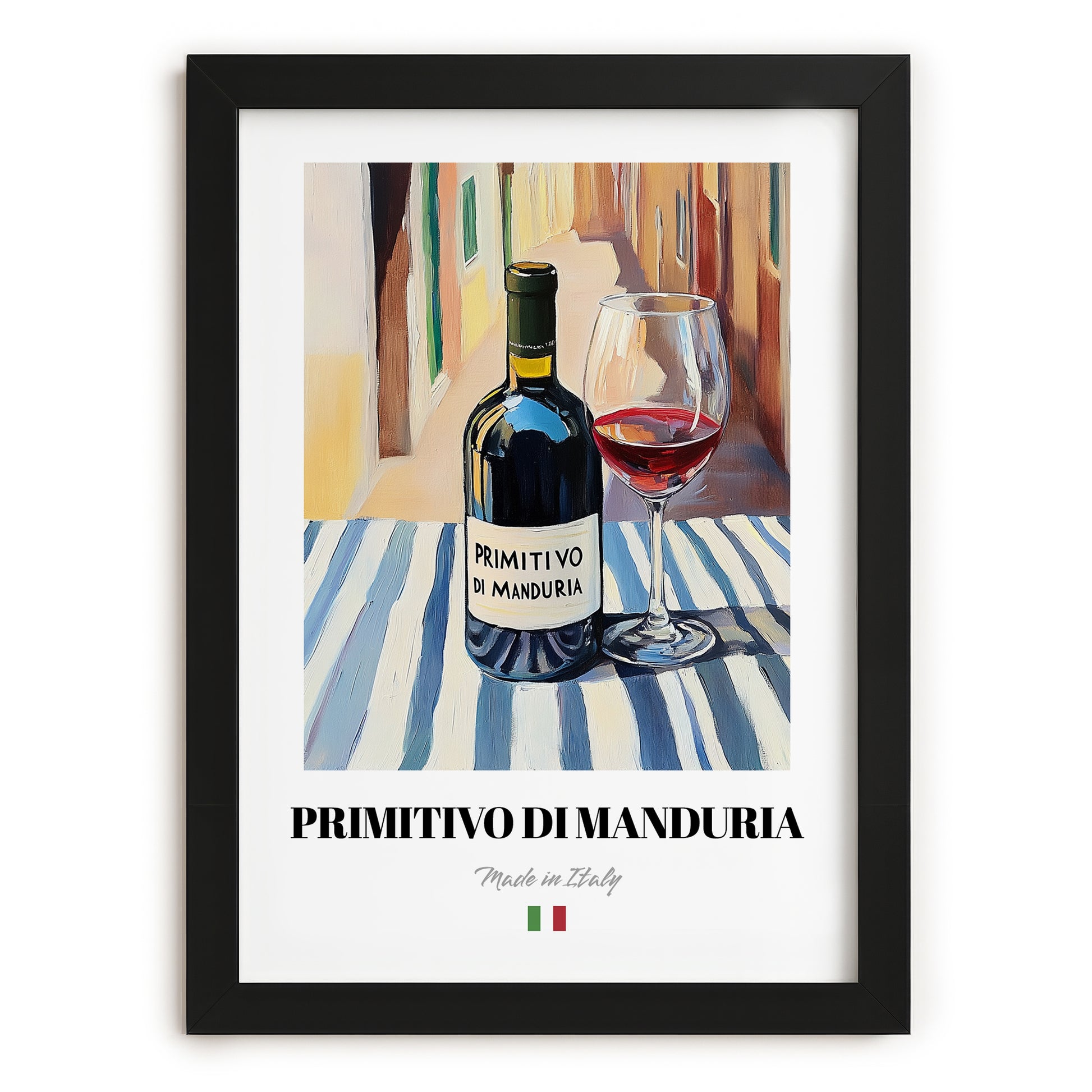 Primitivo di Manduria – Italian Red Wine, Enoteca Wall Art, in sleek black frame