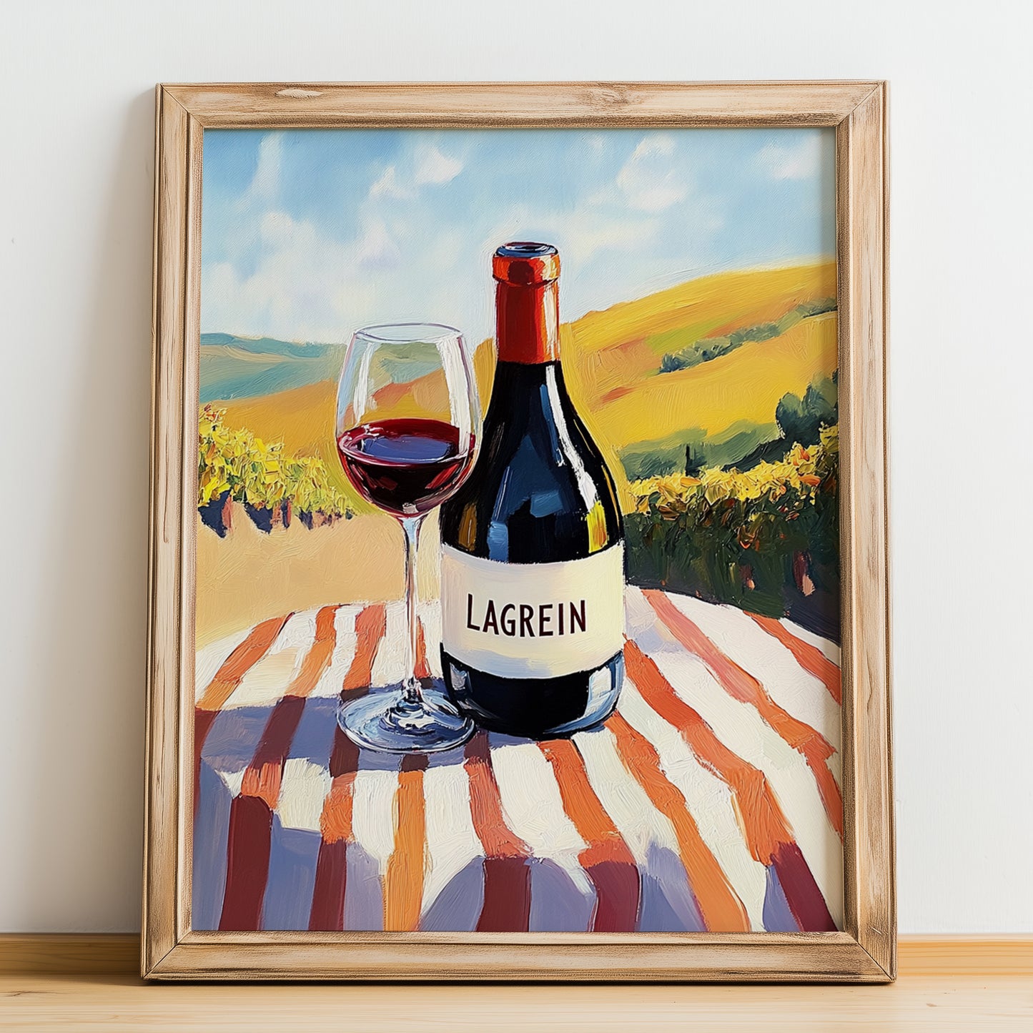 Lagrein – Italian Red Wine, Vinoteca Wall Art, no-text version framed in wood