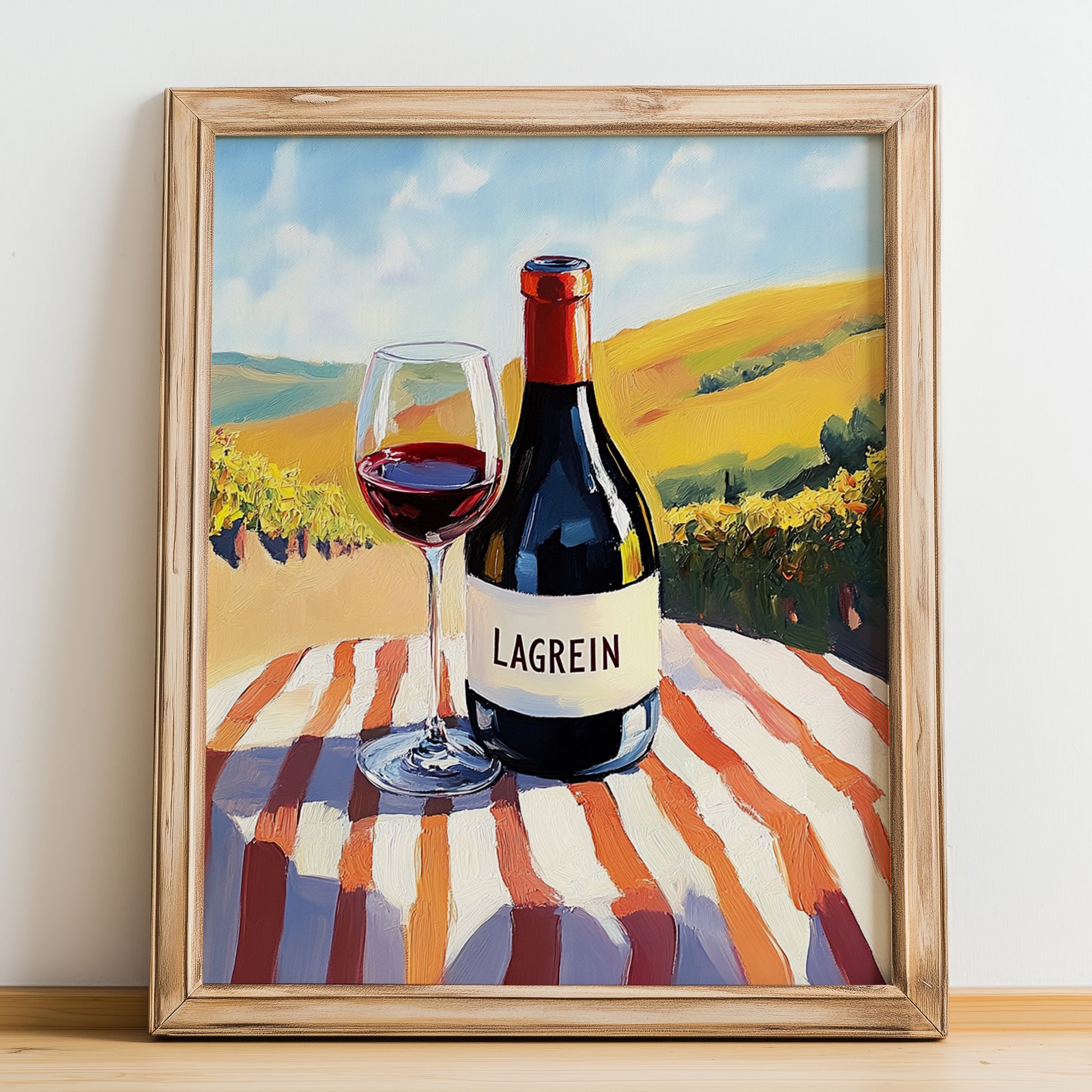 Lagrein – Italian Red Wine, Vinoteca Wall Art, no-text version framed in wood
