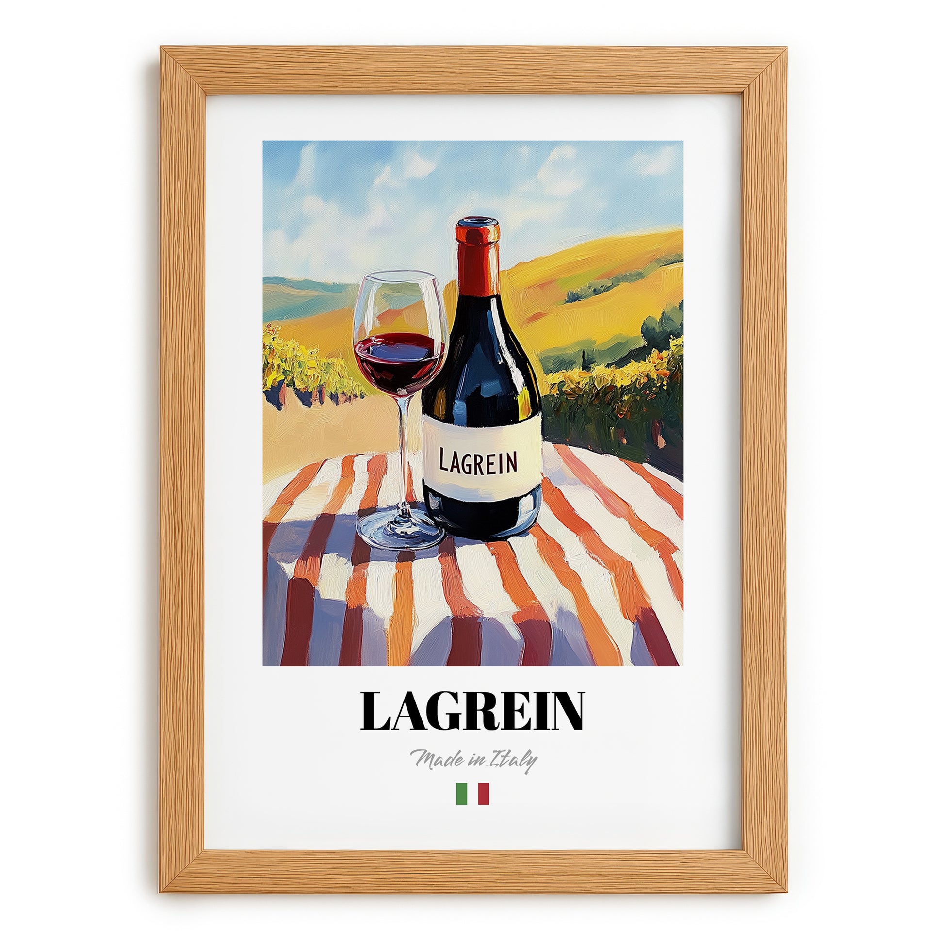 Lagrein – Italian Red Wine, Vinoteca Wall Art, set in oak frame