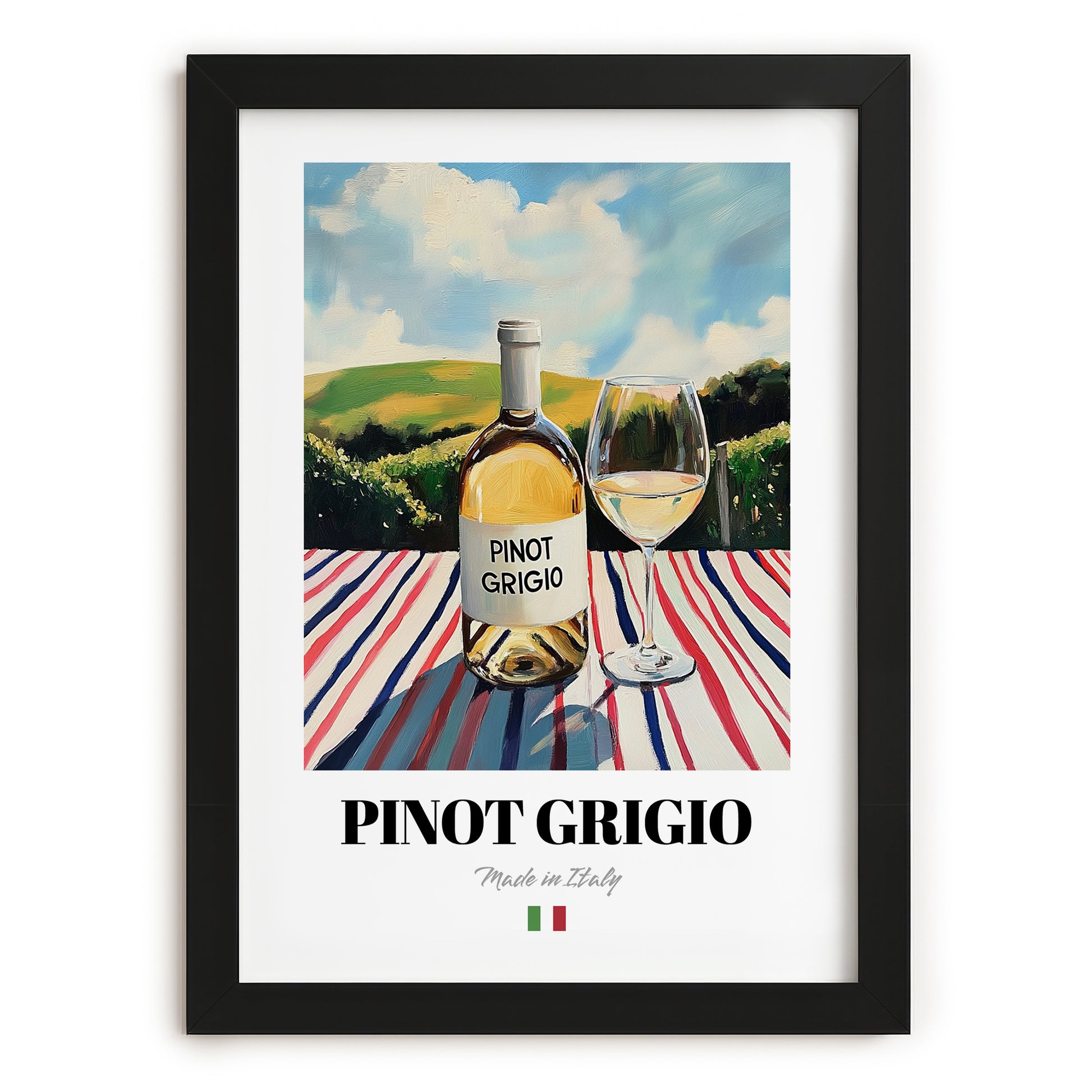 Pinot Grigio – Italian White Wine, Vinoteca Poster, in sleek black frame