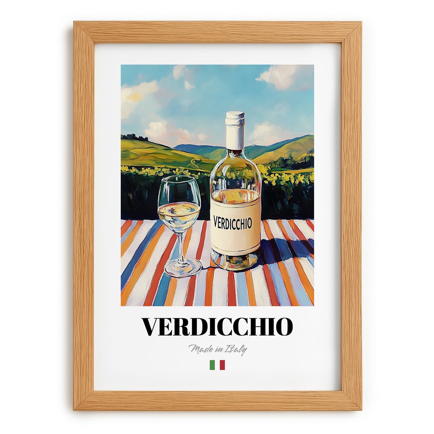 Verdicchio – Italian White Wine, Bodega Poster, set in oak frame