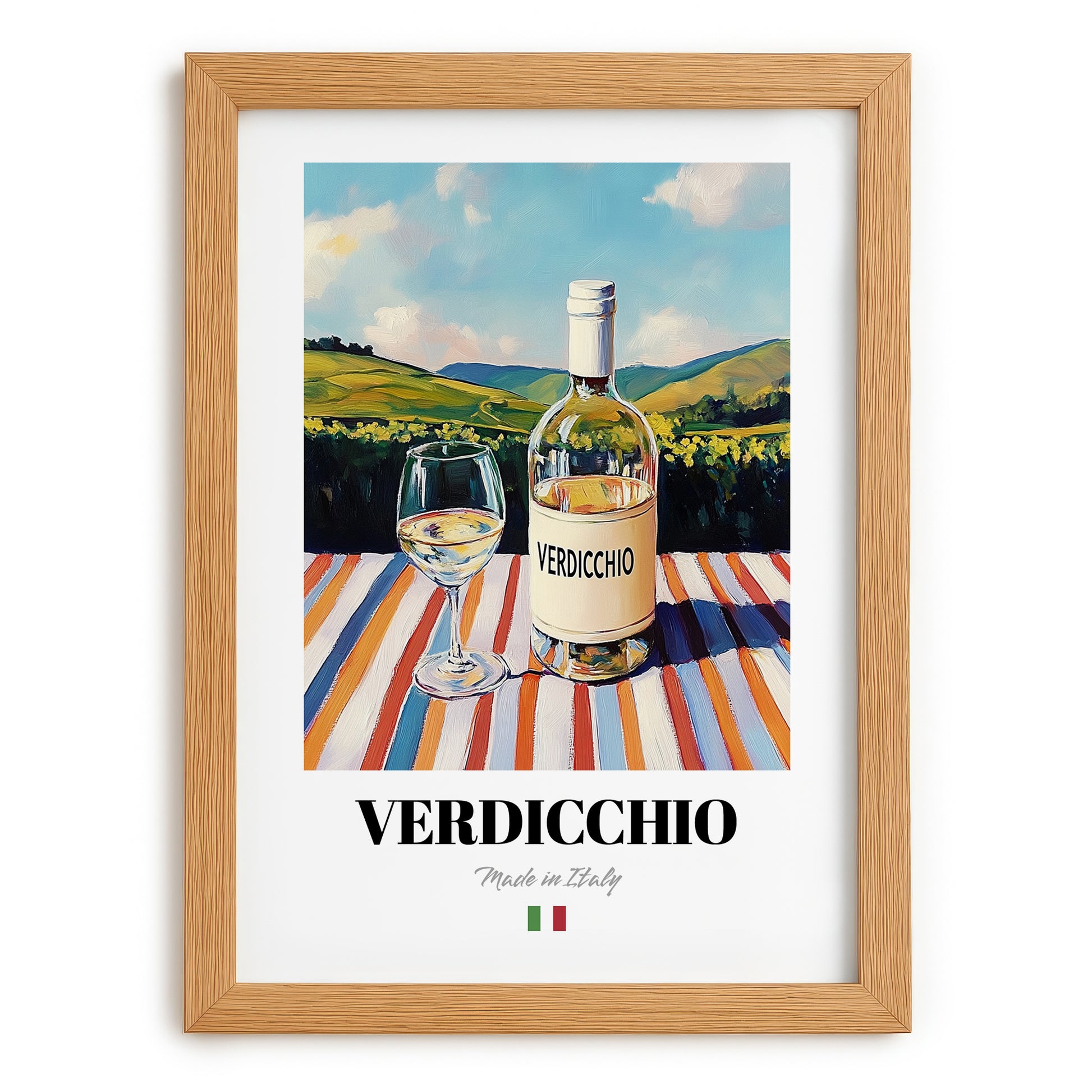 Verdicchio – Italian White Wine, Bodega Poster, set in oak frame