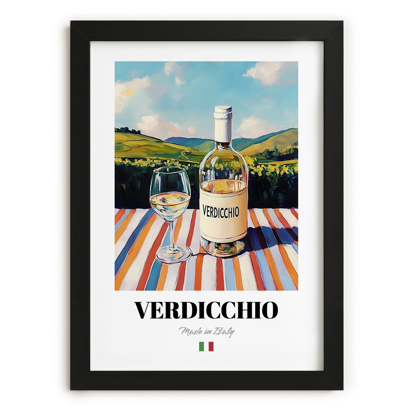 Verdicchio – Italian White Wine, Bodega Poster, in sleek black frame