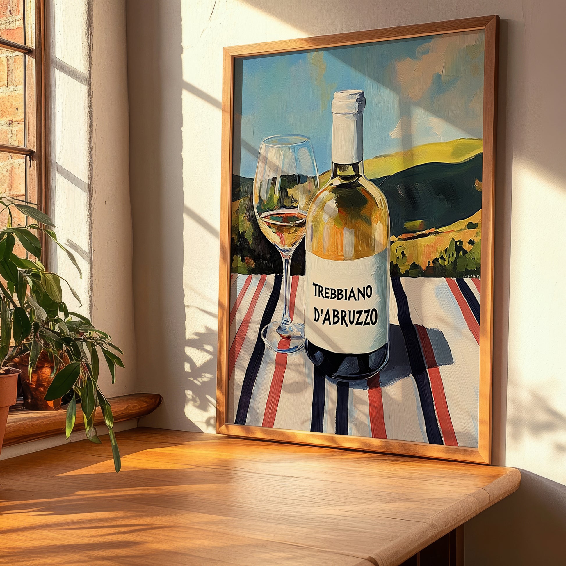 Trebbiano d'Abruzzo – Italian White Wine, Vineyard Terrace Print, clean layout with no caption