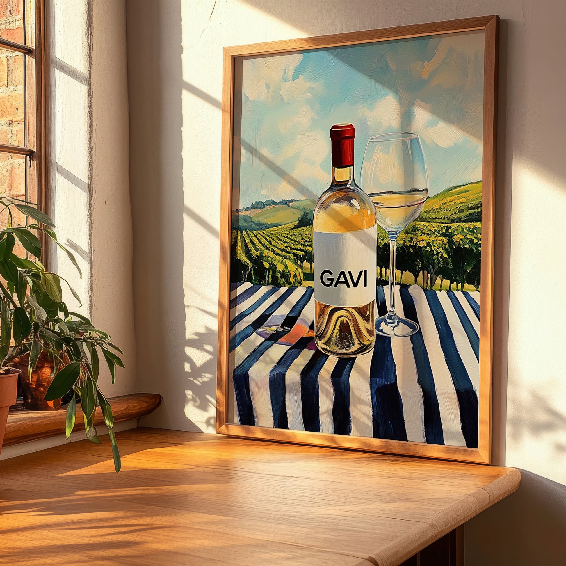 Gavi – Italian White Wine, Vineyard Terrace Wall Art, clean layout with no caption
