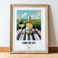 Orvieto – Italian White Wine, Wine Bar Illustration, in wooden frame leaning on the floor