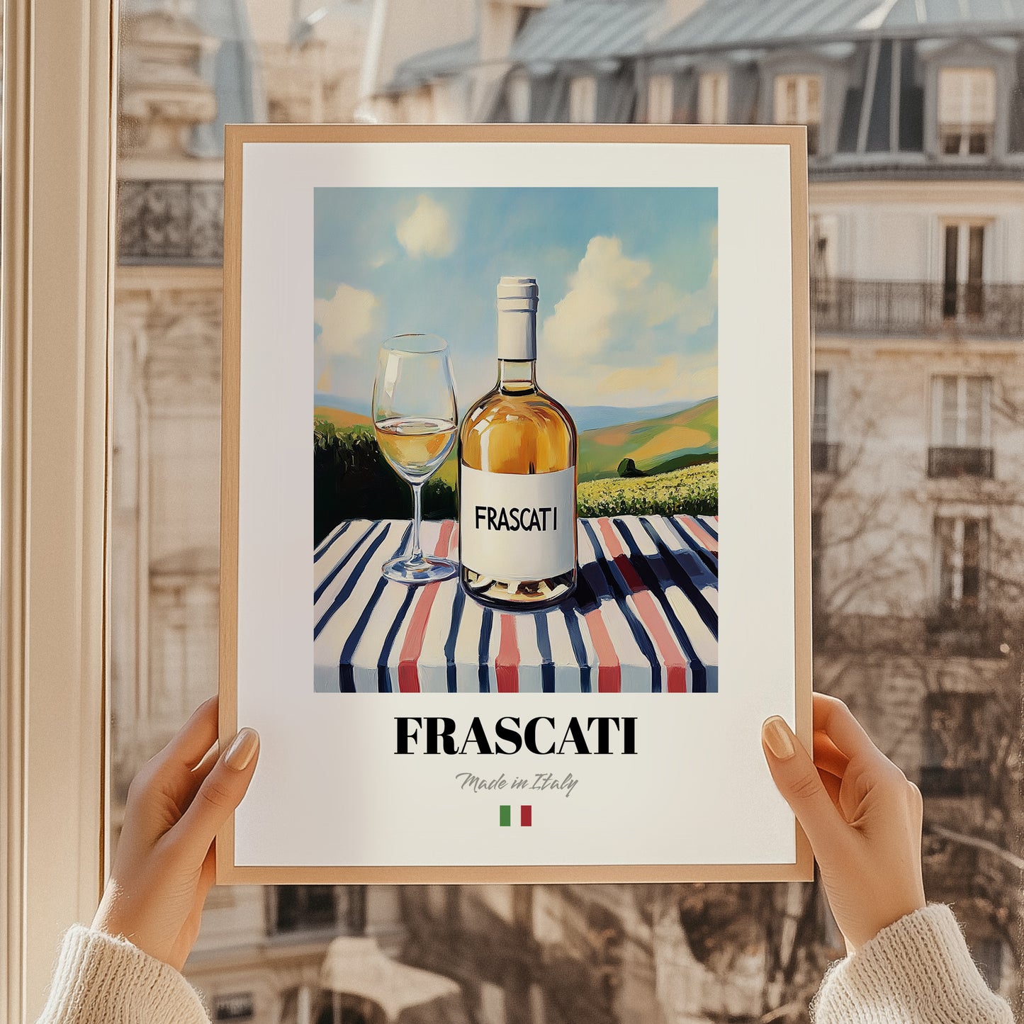 Frascati – Italian White Wine, Vinoteca Painting, styled in a charming Paris street view
