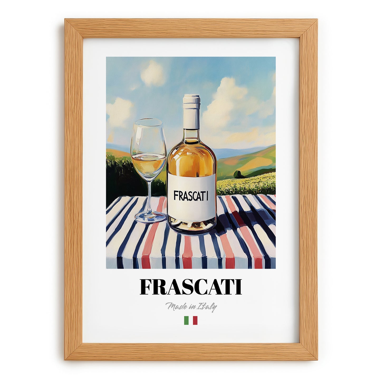 Frascati – Italian White Wine, Vinoteca Painting, set in oak frame