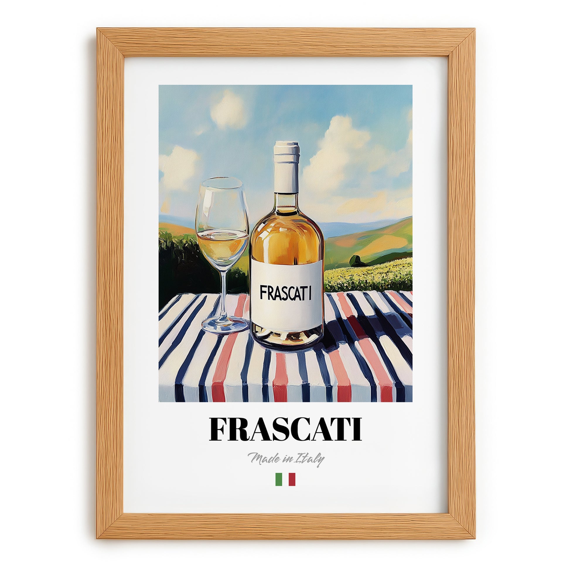 Frascati – Italian White Wine, Vinoteca Painting, set in oak frame