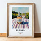 Lugana – Italian White Wine, Wine Bar Wall Art, in wooden frame leaning on the floor