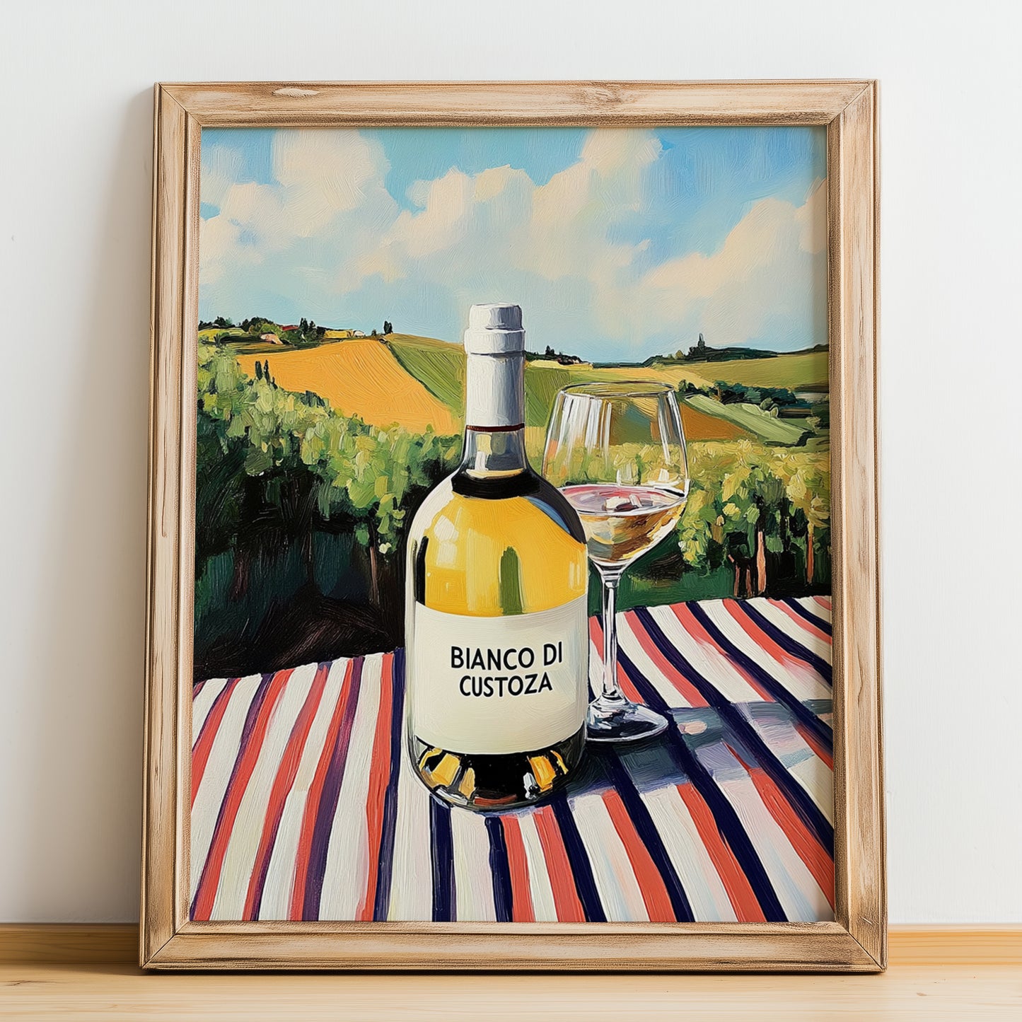 Bianco di Custoza – Italian White Wine, Vinoteca Wall Art, no-text version framed in wood