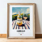 Grillo – Italian White Wine, Wine Bar Poster, in wooden frame leaning on the floor