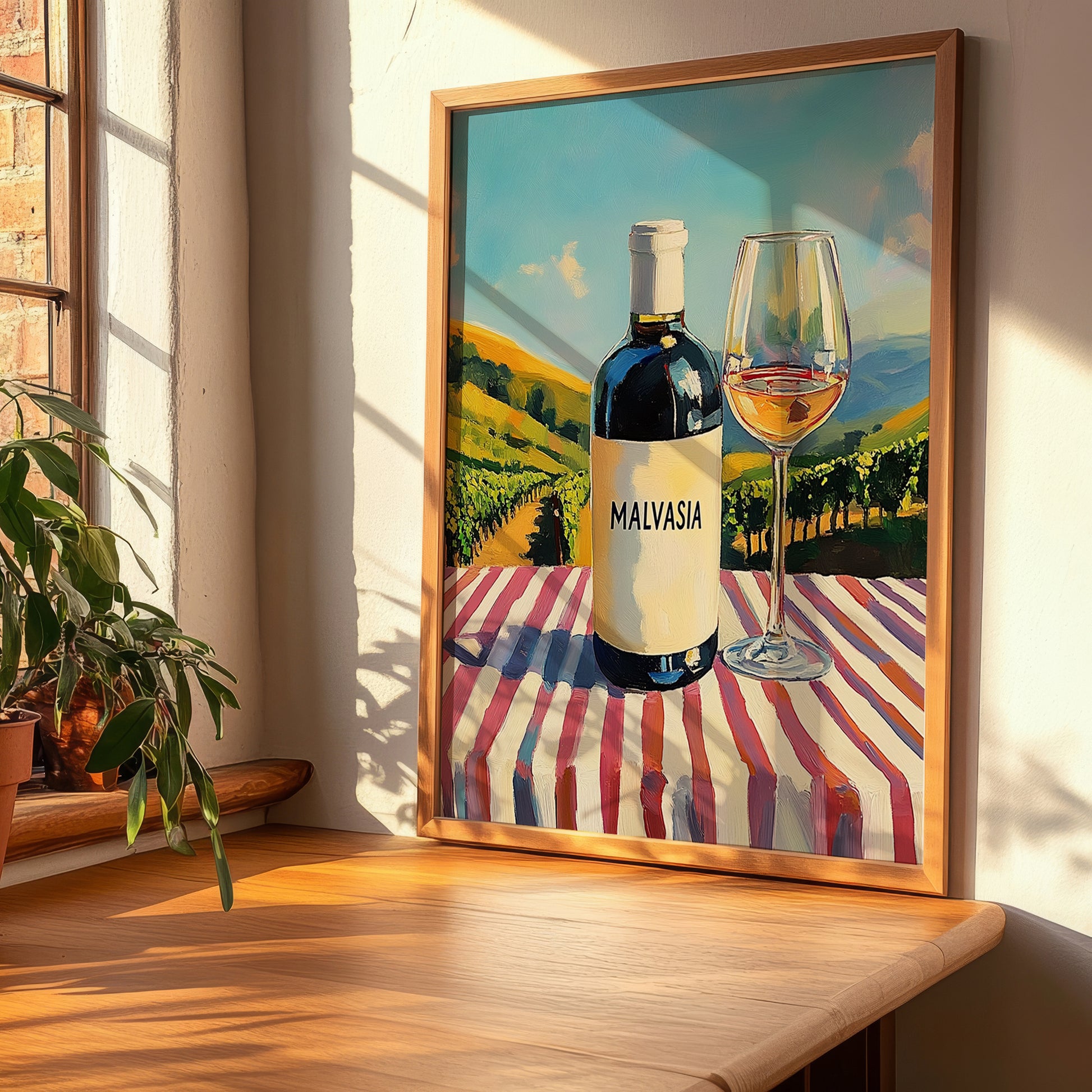 Malvasia – Italian White Wine, Wine Bar Painting, clean layout with no caption