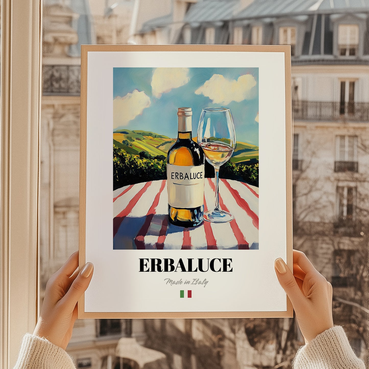 Erbaluce – Italian White Wine, Vinoteca Poster, styled in a charming Paris street view