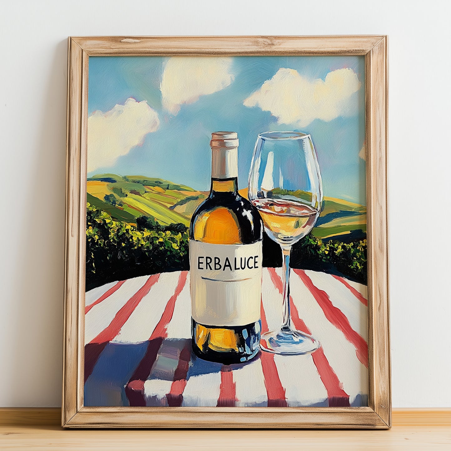 Erbaluce – Italian White Wine, Vinoteca Poster, no-text version framed in wood