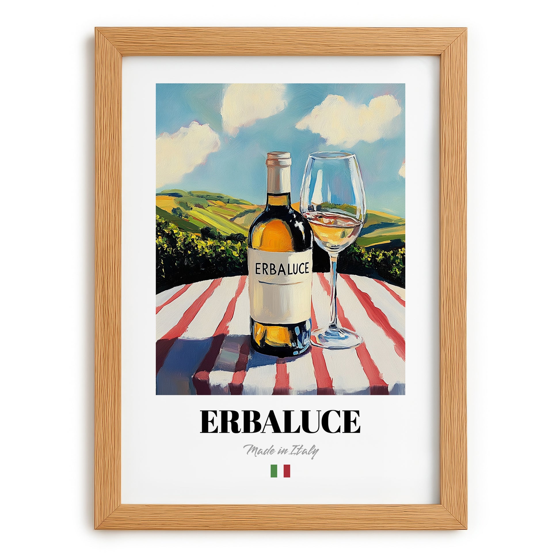 Erbaluce – Italian White Wine, Vinoteca Poster, set in oak frame