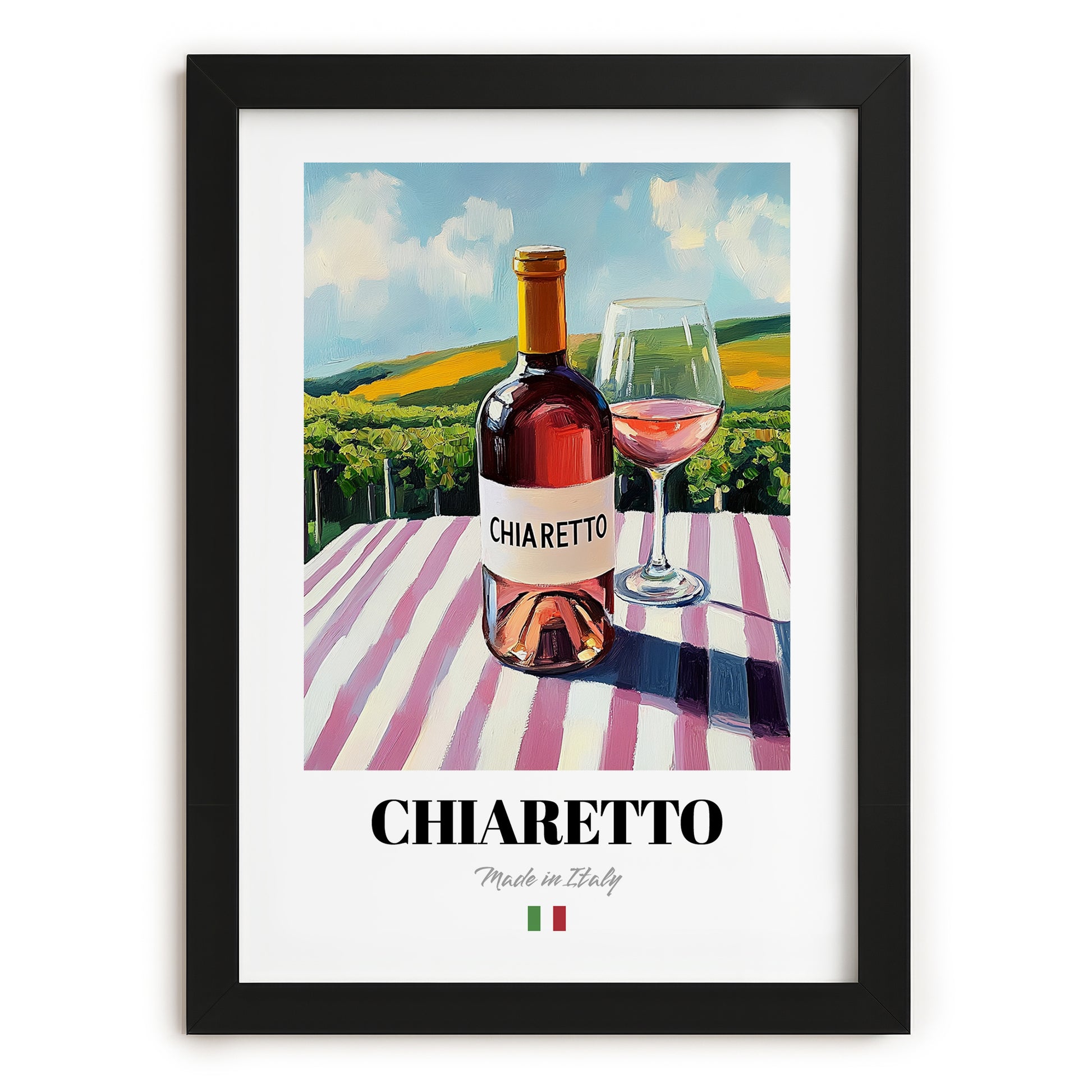 Chiaretto – Italian Rose Wine, Vinoteca Illustration, in sleek black frame