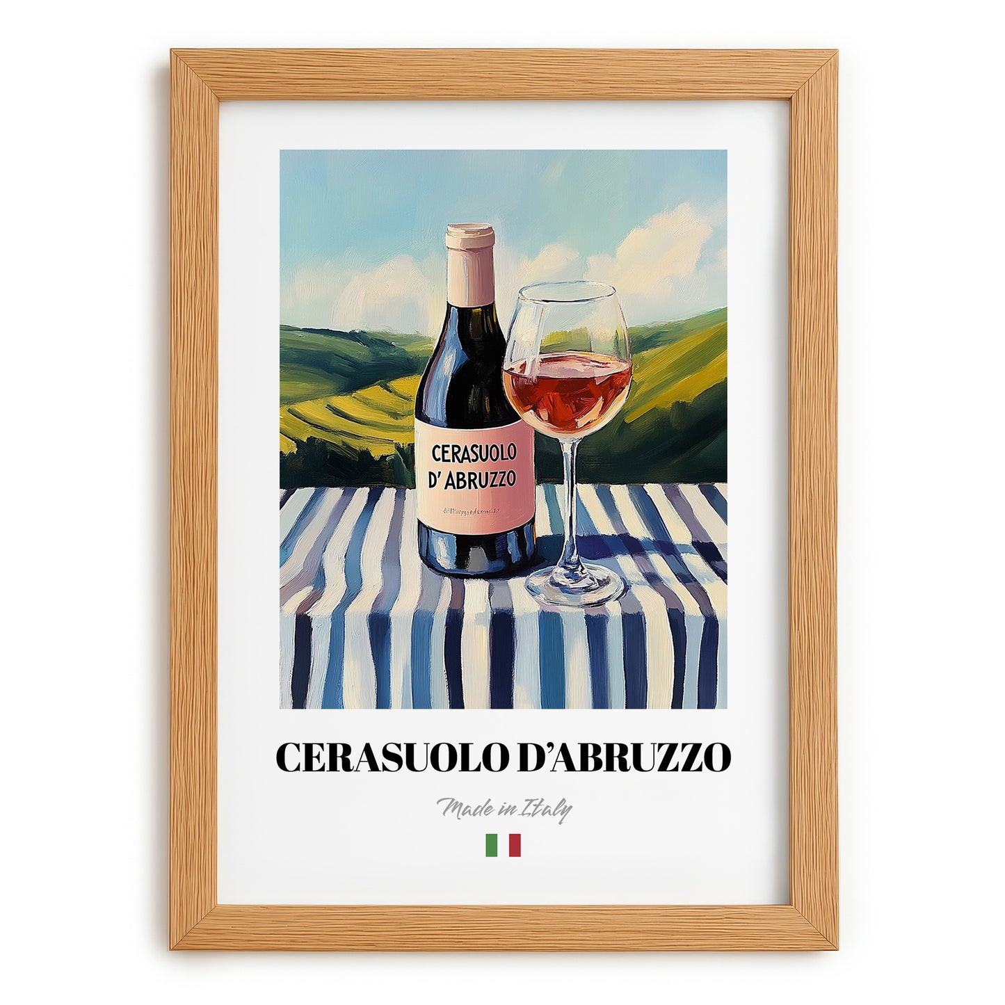 Cerasuolo d'Abruzzo – Italian Rose Wine, Wine Bar Poster, set in oak frame