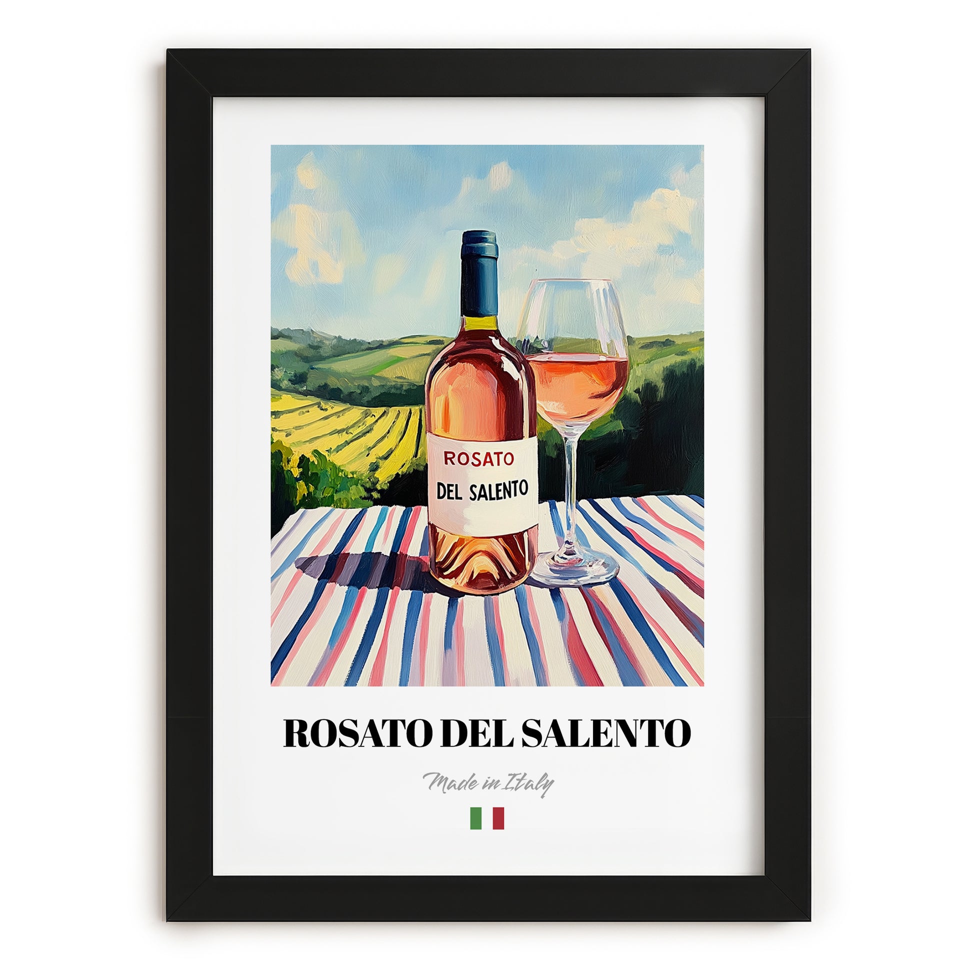 Rosato del Salento – Italian Rose Wine, Wine Bar Poster, in sleek black frame