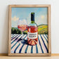 Lagrein Rosato – Italian Rose Wine, Wine Bar Still Life, no-text version framed in wood