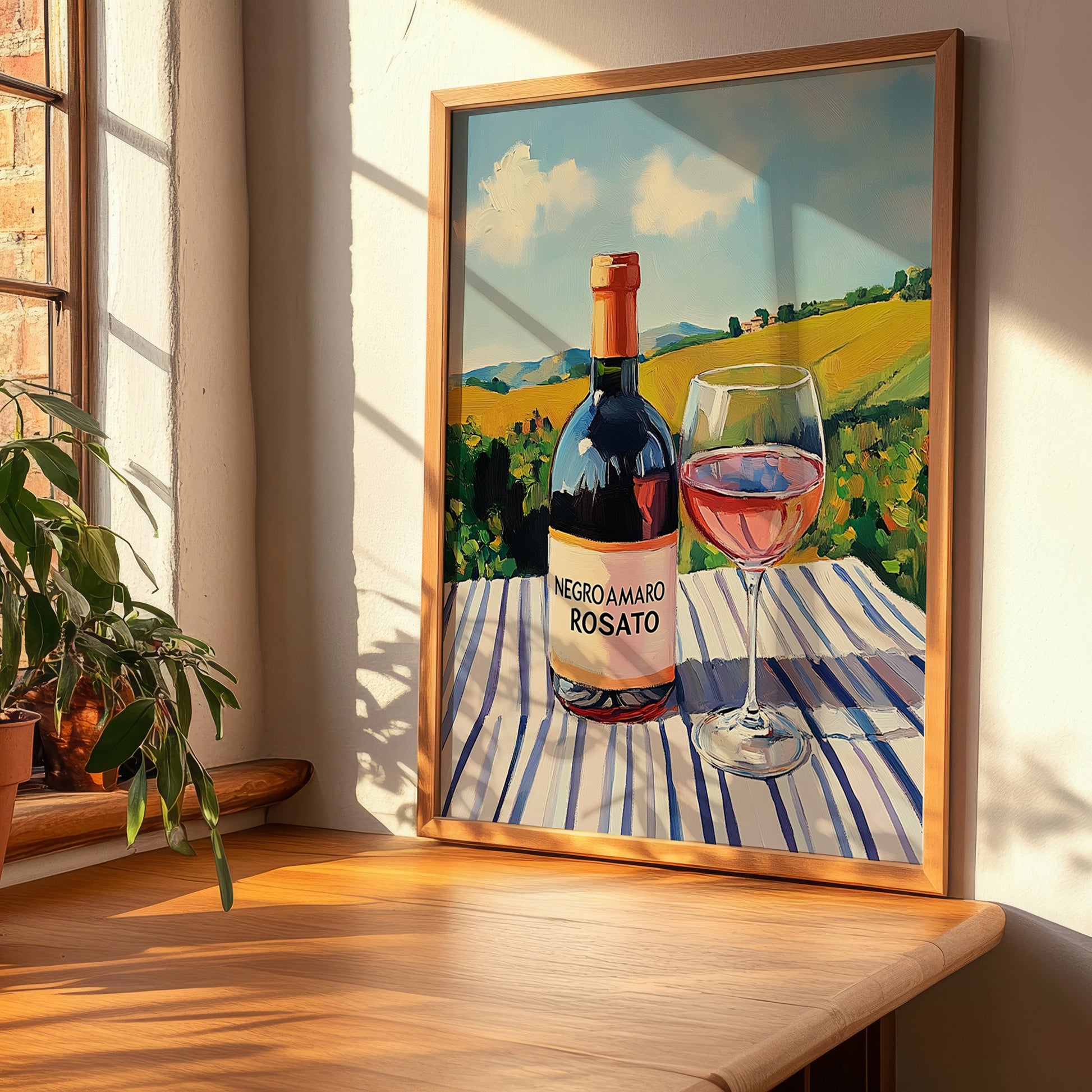 Negroamaro Rosato – Italian Rose Wine, Enoteca Wall Decor, clean layout with no caption